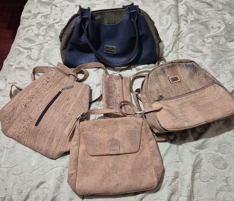 Lote 4 malas cortiça - 1 BOA, 3  reaproveitar