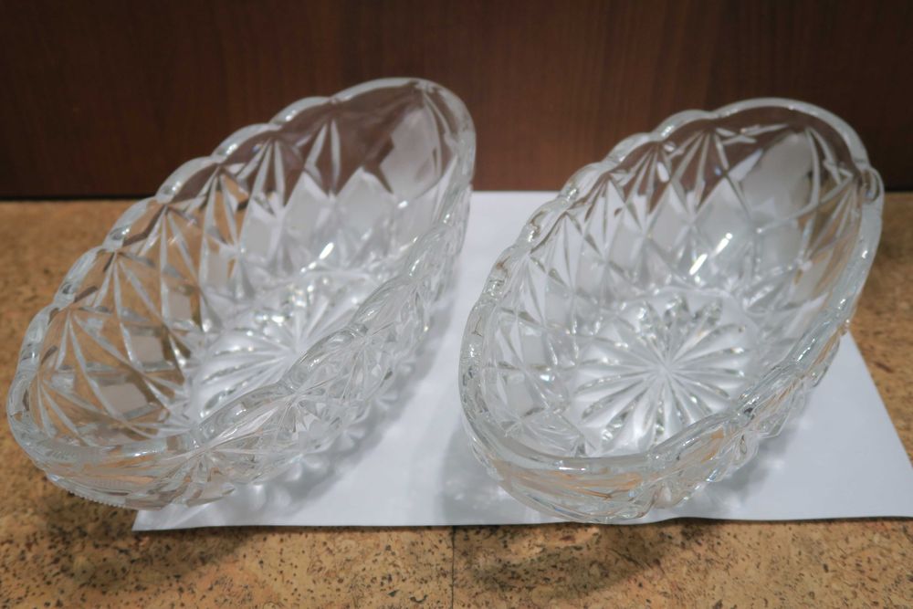 Овальная хрустальная салатница, ладья времен СССР