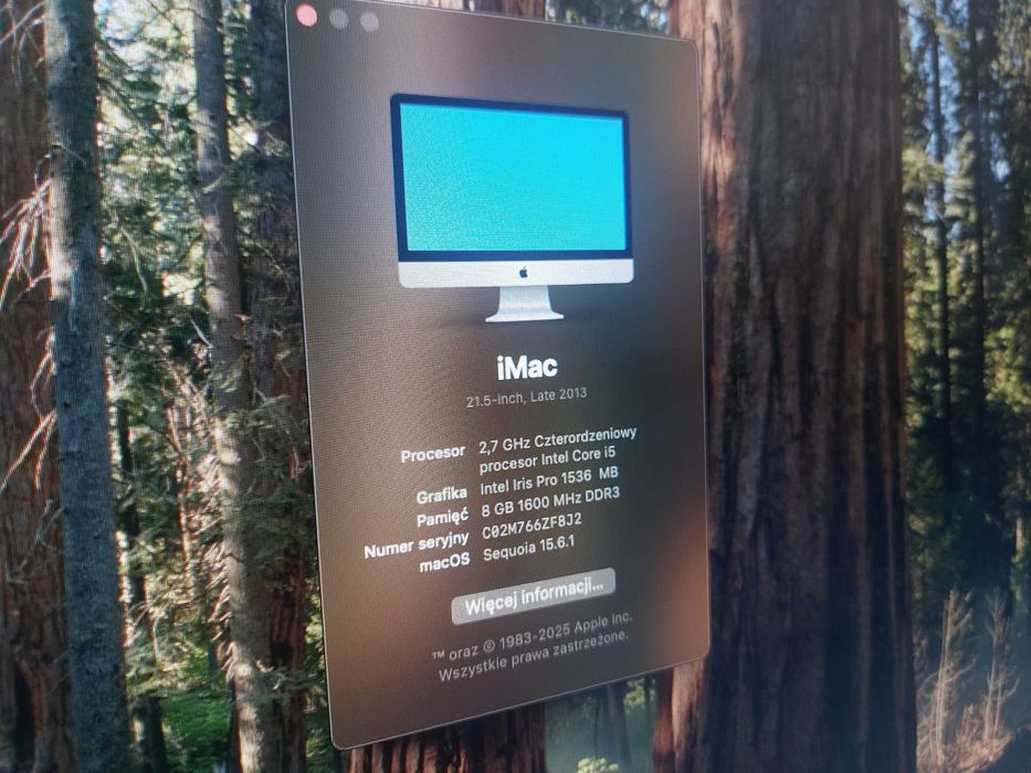 iMac Late 2013 z ekranem 21.5 cala (i5, 8GB RAM, 256 SSD)