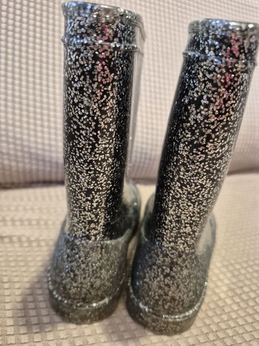Kalosze czarne z brokatem rozmiar 29
