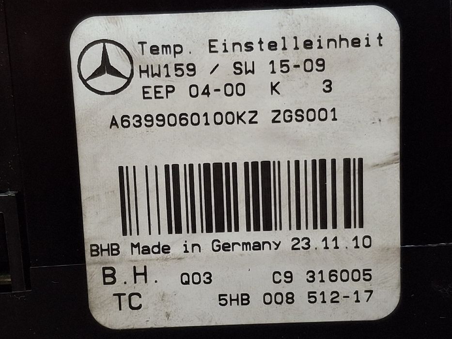 Comando chauffage / sofagem MERCEDES-BENZ Vito / Vito Combi (W639)