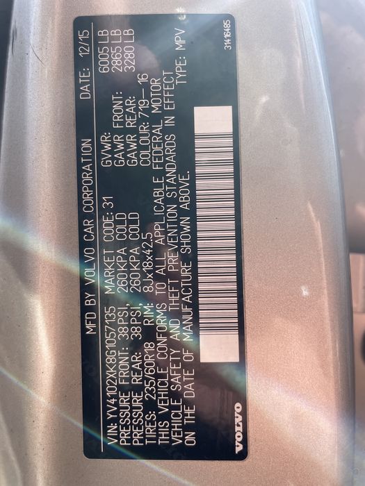 Volvo XC90 2016 VIN YV4102XK8G1057135 фото оголошення 19 з 19