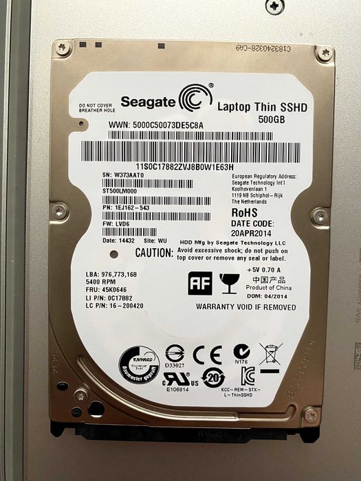 Жорсткий диск 7mm гібрідний SSHD Seagate Laptop 500GB 5400rpm 64MB ST500LM000 2.5 SATA III