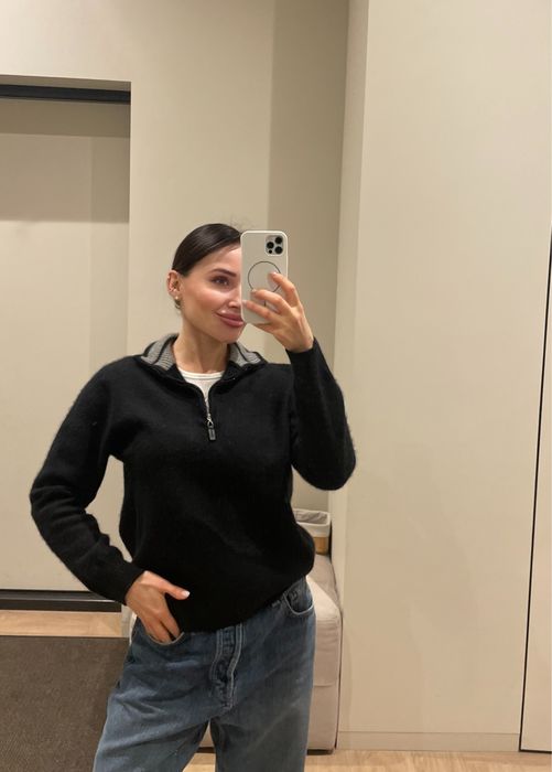 Кашемір вовна zip светр Onesize стиль cos