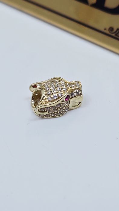 Złoty charms głowa pantery próba 585 14k