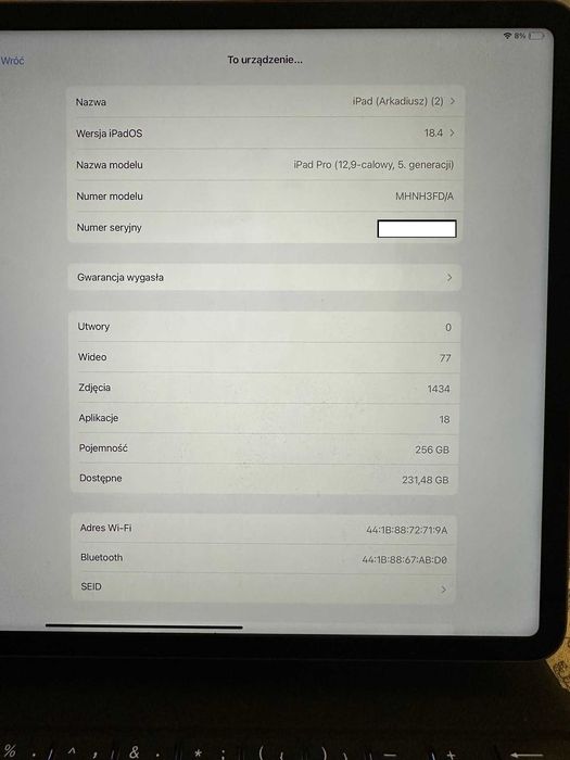 iPad 12.9 5gen - STAN IDEALNY + klawiatura