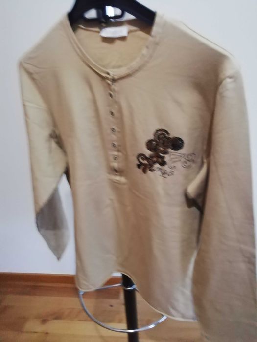 Brown Women's Sweater with Front Buttons and Sparkles L Used64584884258305120