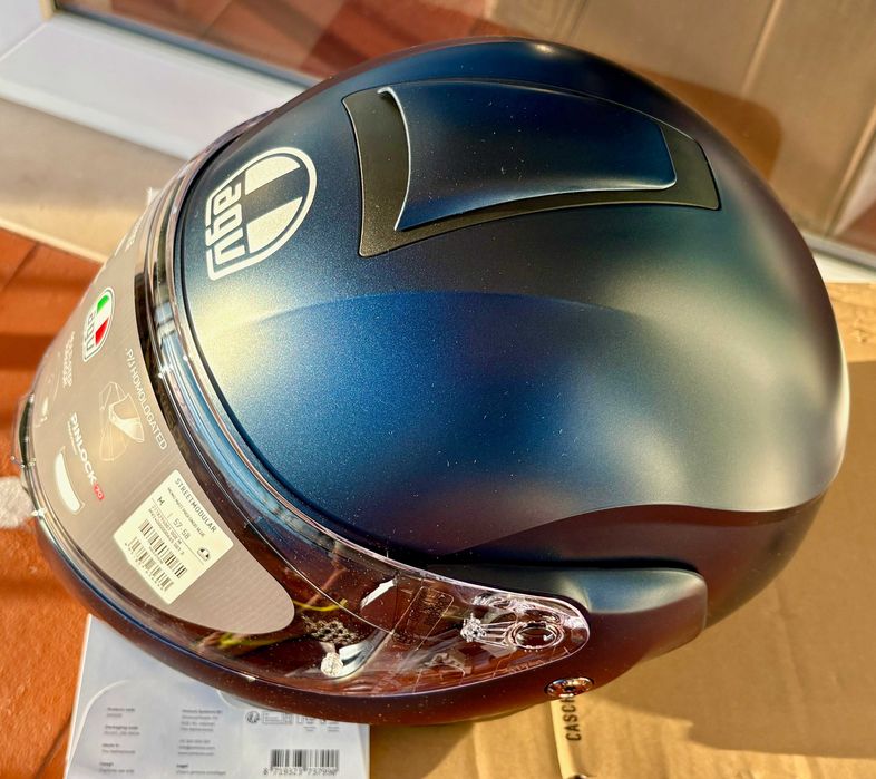 Capacete modular NOVO AGV Streetmodular azul escuro (33% DESCONTO) Tamanho M