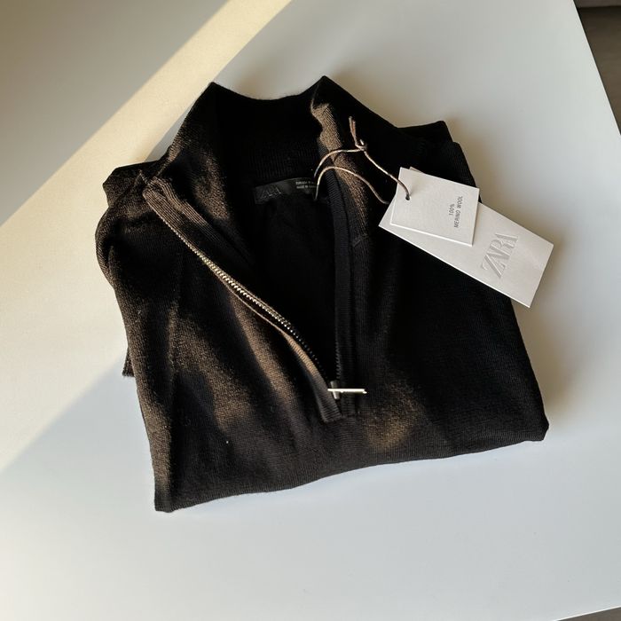 Чоловіча 1/3 зіп кофта зі 100% вовни мериноса Zara, кофта на змійці
