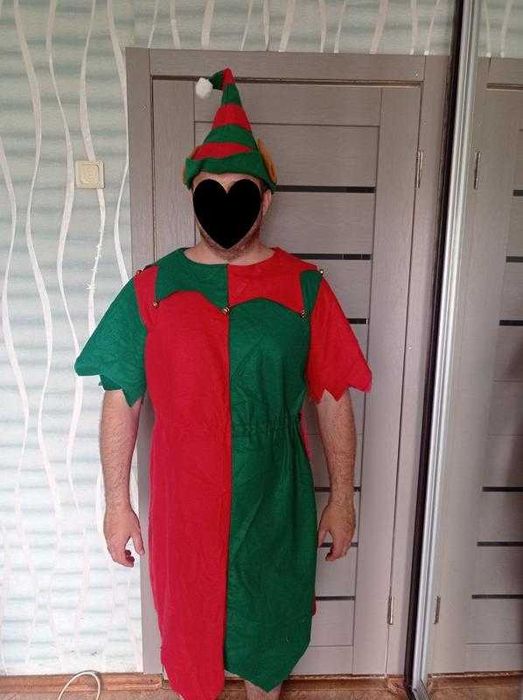 Карнавальный костюм эльф,помощник санты пиратка аниматор 185 см m,l,xl