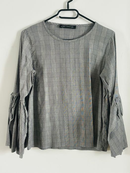 ZARA koszula w kratę szara XS 34 bluzka