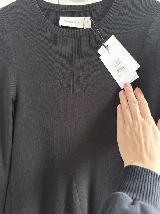 Jeans logowana prążkowana sukienka roz. S