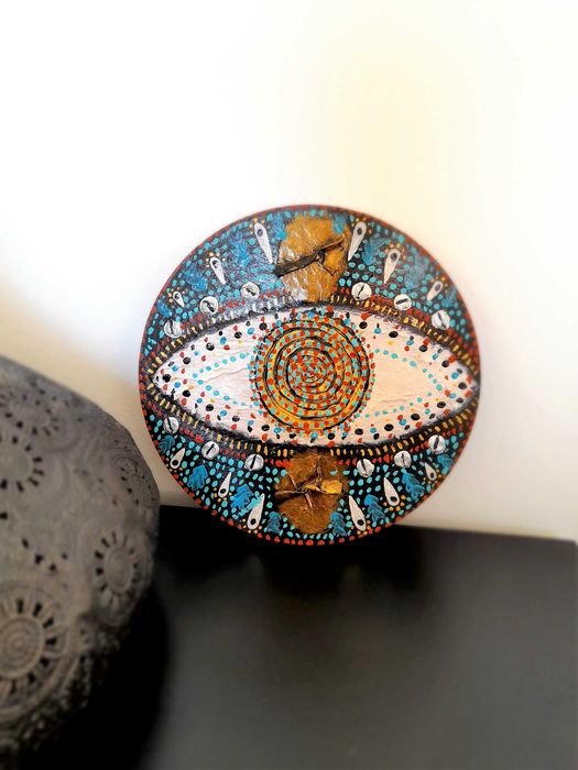 Decoração de parede em madeira, olho, amuleto de proteção para a casa