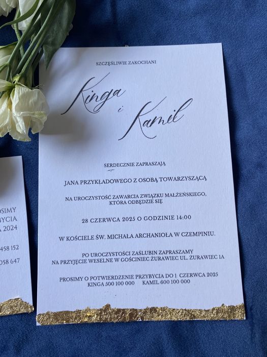 Zaproszenie ze zloceniem