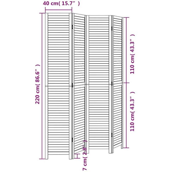 4-częściowy rozdzielacz do pokoju biały z litego drewna paulownia