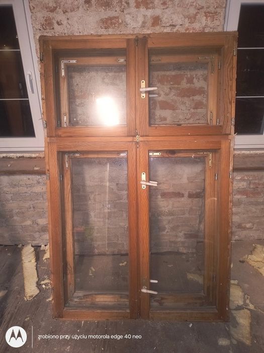 Okno drewniane 1120x1730 - okna 3 sztuki