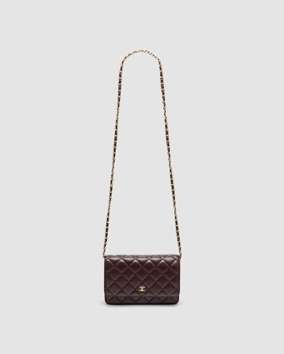 Сумка Chanel Caviar Quilted Wallet on Chain WOC Burgundy/Gold