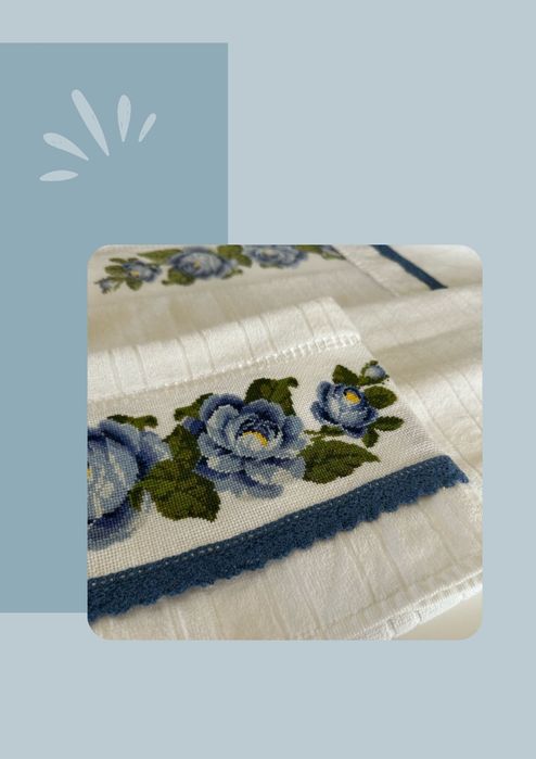 Toalhas bordadas em Ponto Cruz