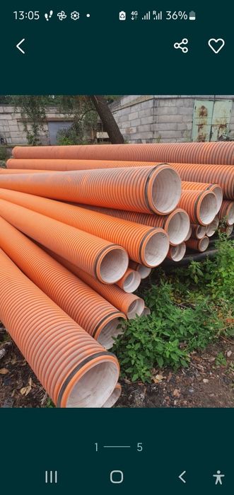 Труба 200, 160, 110, 300-1000 SN8, 6 метрів каналізаційна гофрована