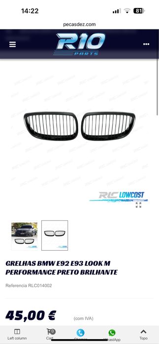 Grelhas Bmw e92 look M4