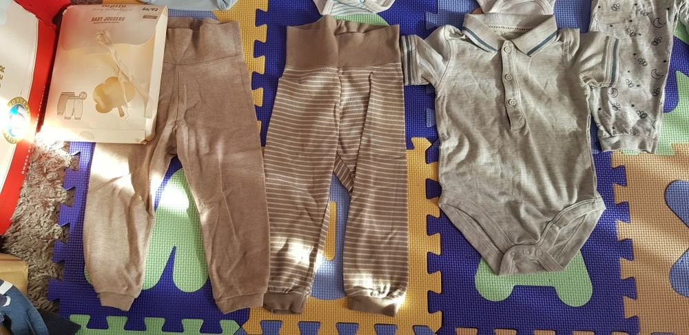 Zestaw piżama body krótki długi rękaw spodnie rampersy 86 / 92