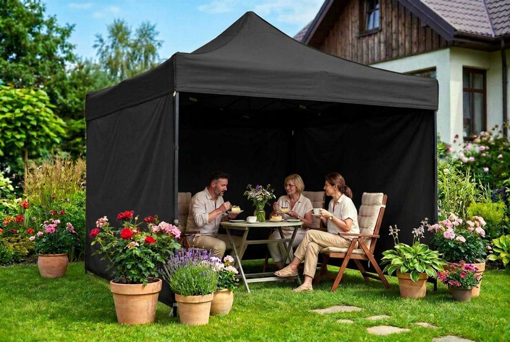 PAWILON HANDLOWY Ogrodowy 3x3m Automatyczny MOCNY - BLACK
