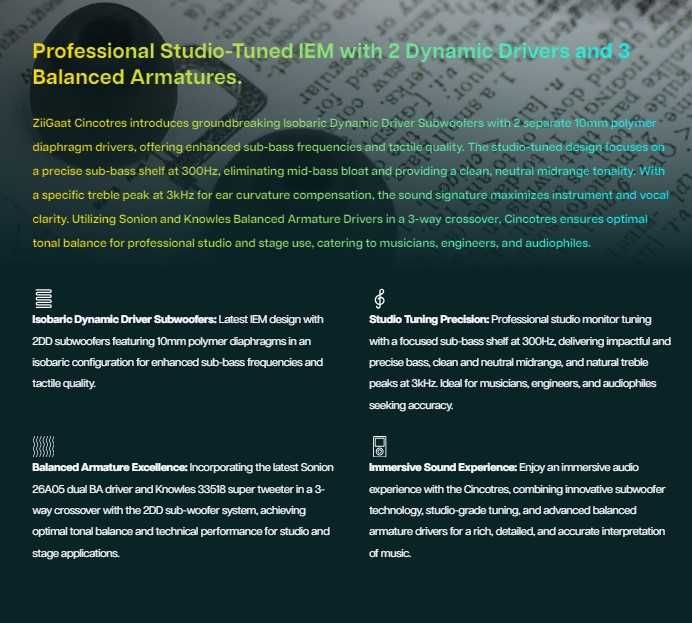 ‼️ ZiiGaat Cincotres (jeck 3.5) - пятидрайверные iem наушники 2DD+3BA