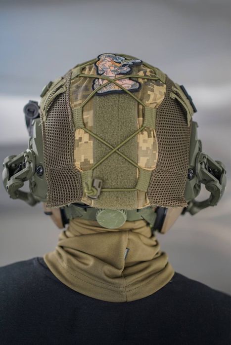 Тактичний шолом FAST олива + активні навушники з кріпленням + кавер