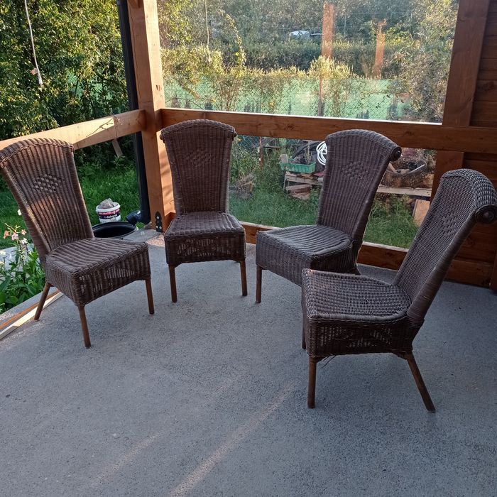 Krzesła tarasowe - naturalny rattan szt 4