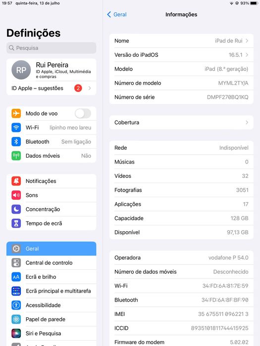 Ipad air (10.2) 8th geracao 128gb+ Wi-Fi+ 4g 2021 capa Pelicula c/novo