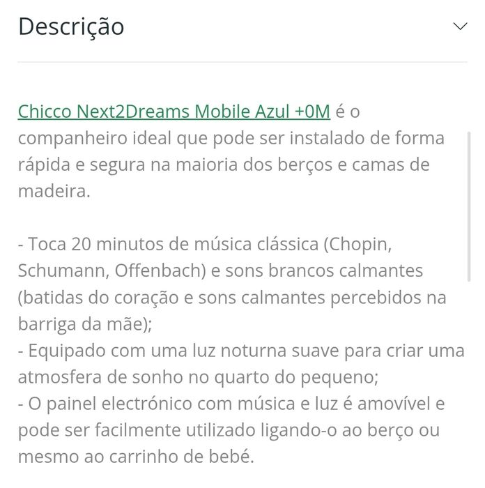 Mobile para bebé da marca Chico,  Quase novo.