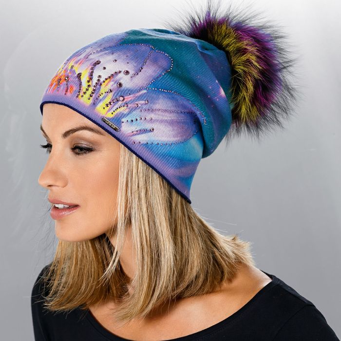 Красивенная шапка Space с натуральным помпоном от Loman! Польша!