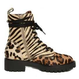 Steve Madden Grid trapery z Naturalnego Futra SKÓRA Animal Print