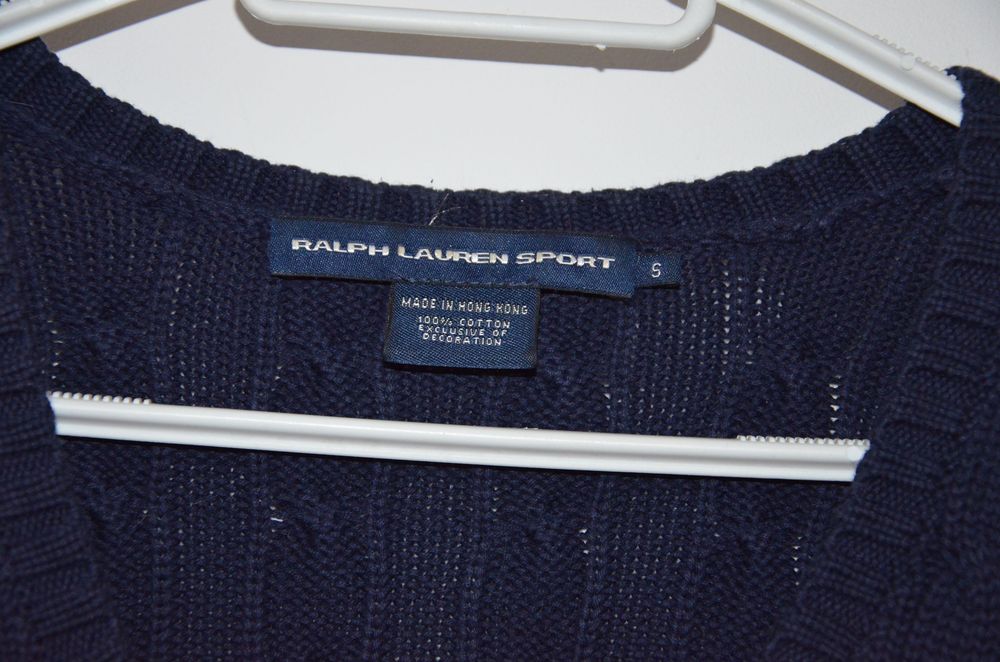 granatowy sweter w serek Ralph Lauren sport r.S