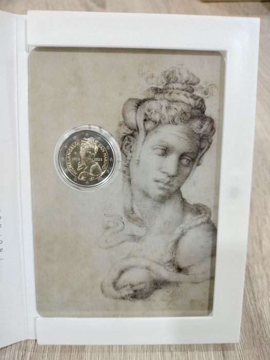 Moeda Comemorativa Proof 2€ 550 anos do Nascimento de Michelangelo San