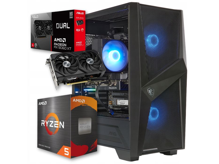 komputer gamingowy bsg amd ryzen 5 16gb ddr4 512ssd rx 9060 xt win11