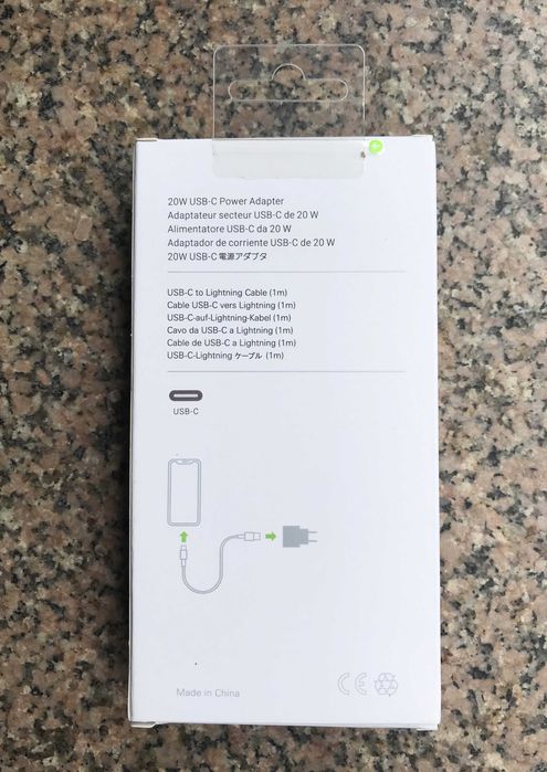 Carregador de 20W USB-C com cabo carregador lightning (iPhone/iPad)
