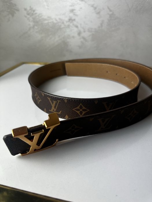 Brązowy pasek lv louis vuitton skóra naturalna 115 cm