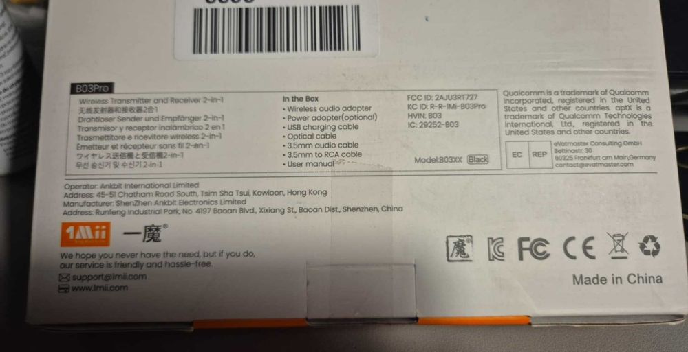 Adapter Bluetooth 1Mii B03Pro