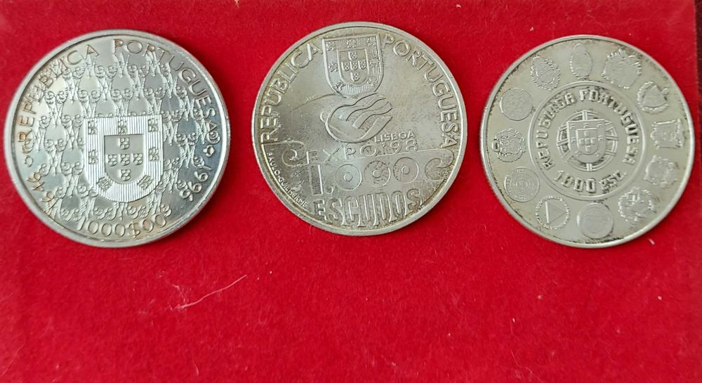 3 moedas em prara 1000 escudos