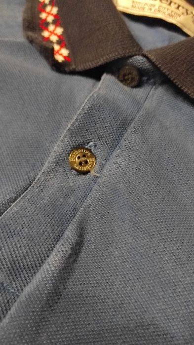 Поло Burberrys синє з контрастним коміром, розмір L