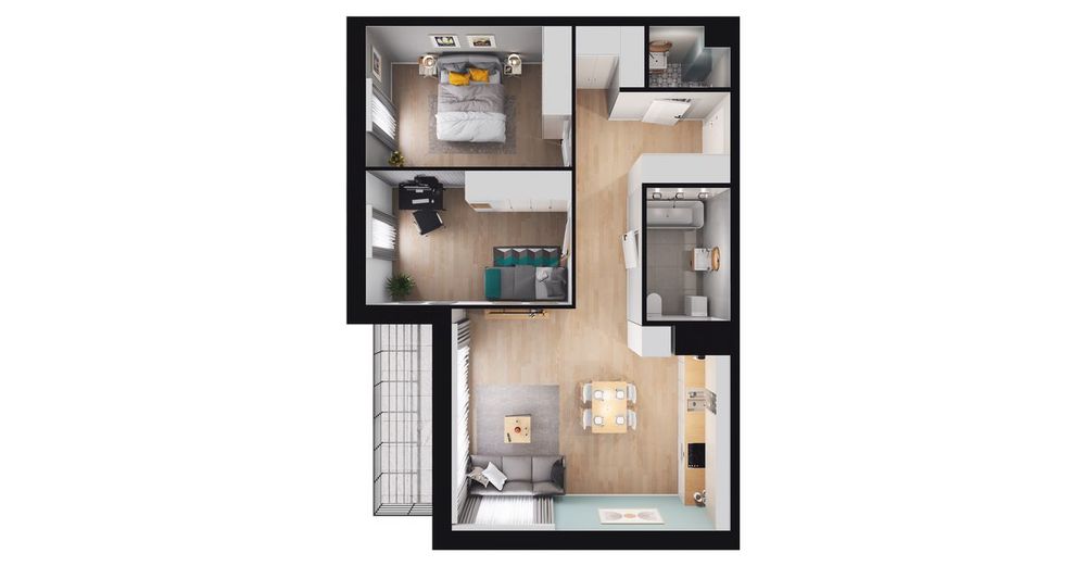 3-pokojowe mieszkanie 66 m² + loggia - Widok 3