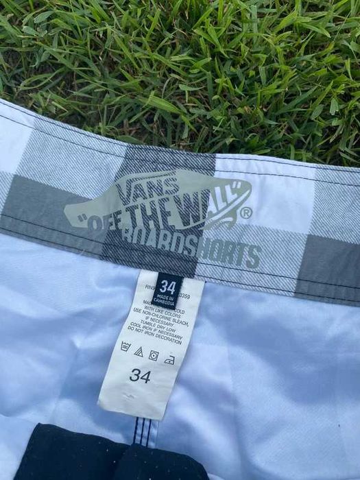 Spodenki męskie w kratę Vans czarny biały skate swim L 34 grey
