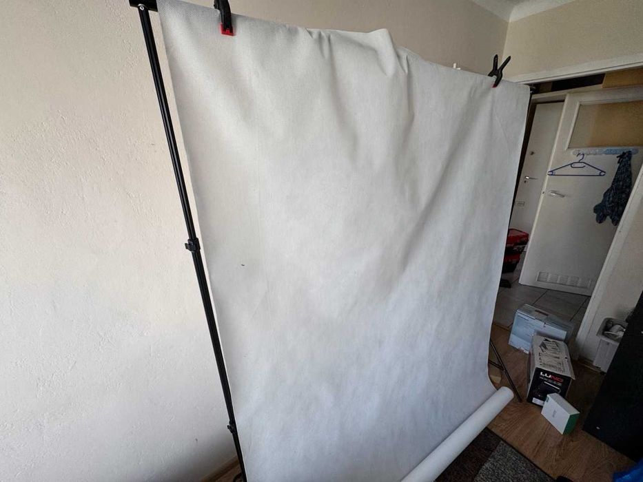 Zestaw tło + oświetlenie do studia foto