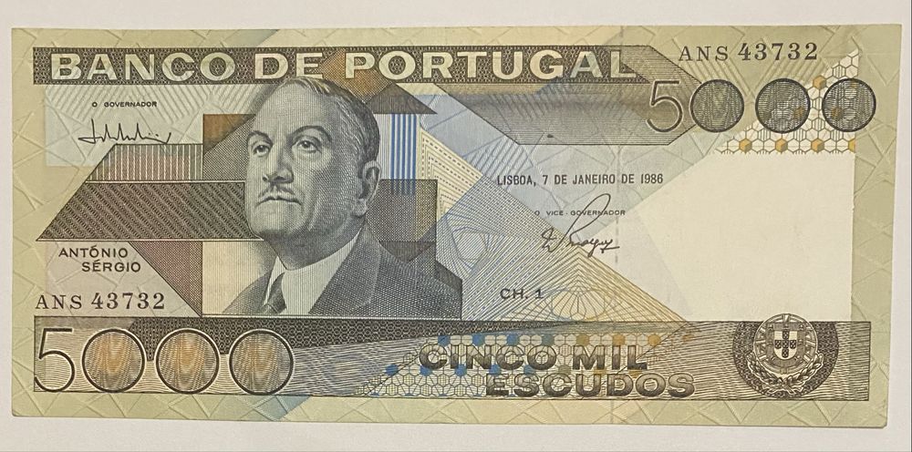 Nota 1125 - Cinco Mil Escudos 1986