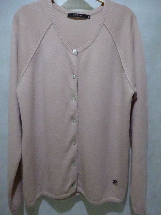 pudrowy róż kardigan, kaszmir    r. XL       BTFCPH