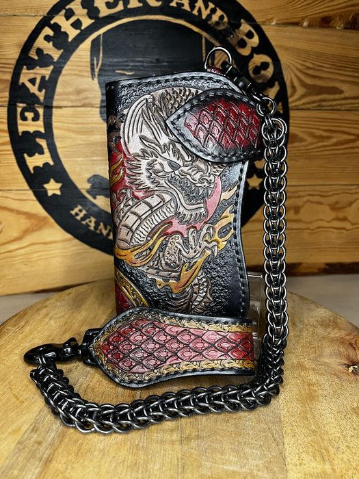 Portfel hand made motocyklowy z łańcuchem