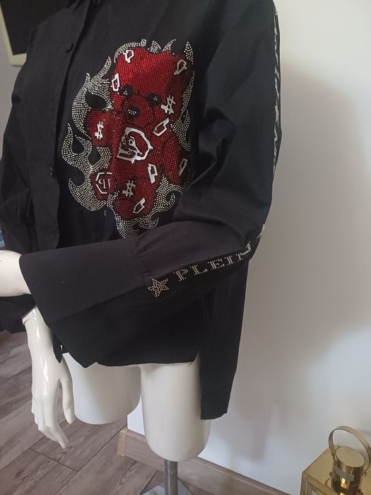 Przepiękna koszula Czarna z ozdobnymi misiem z cyrkoniami