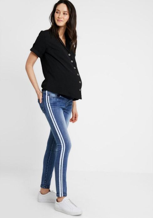 Jeansy spodnie ciążowe z lampasami Ohma! 38/40 lampasy ala sportowe