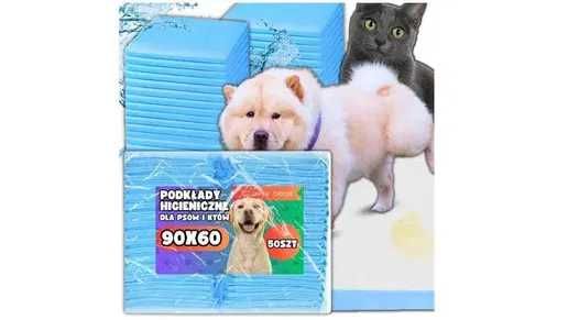 50x DUŻE MATY HIGIENICZNE DLA PSA 90x60 podkłady do nauki sikania